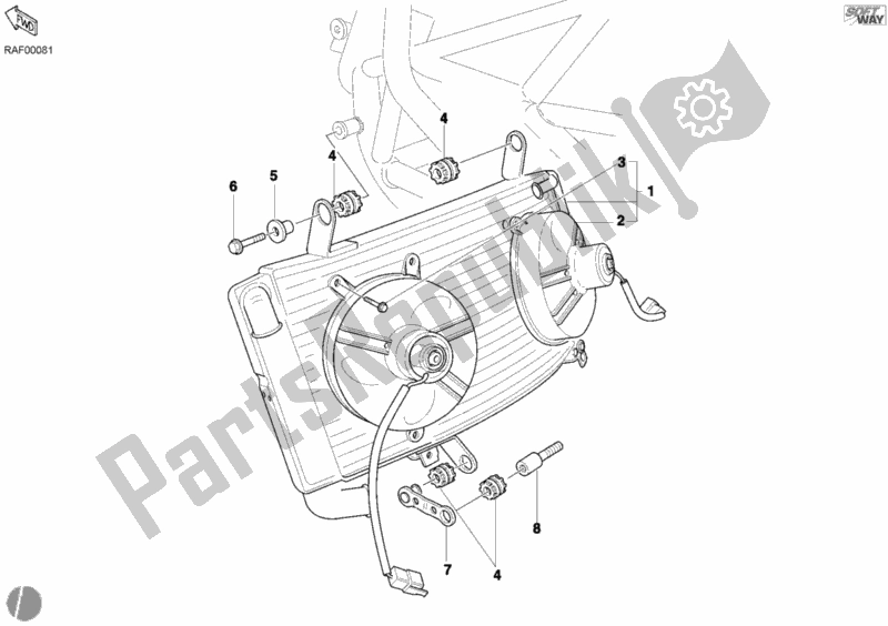 Tutte le parti per il Refrigeratore D'acqua del Ducati Superbike 998 R 2002